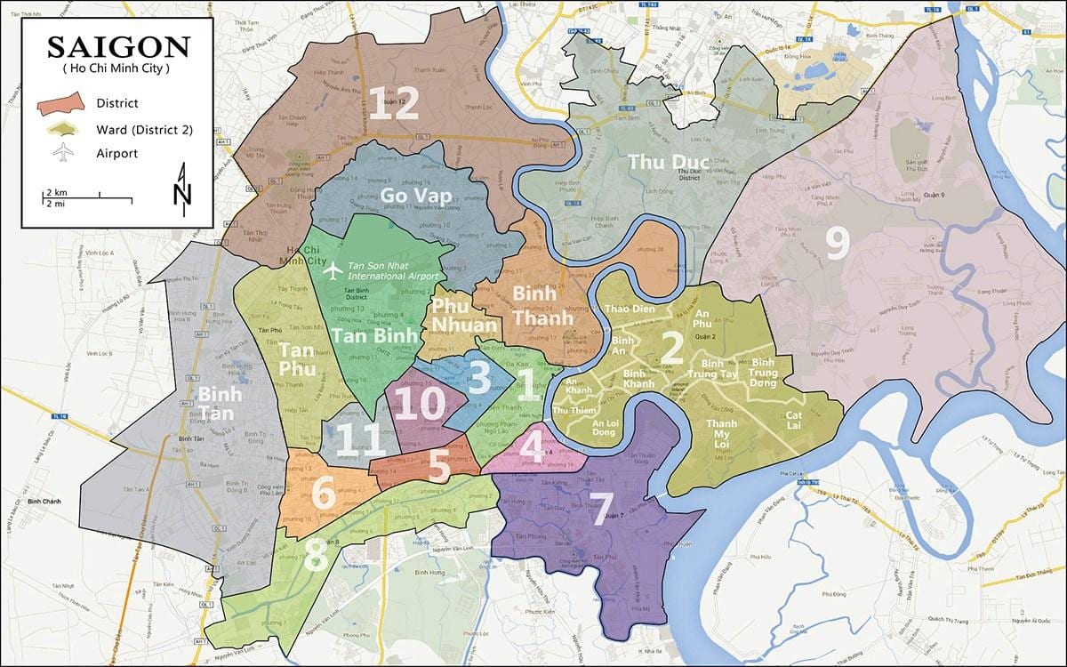 Mapa district 9, ho či minovo město 